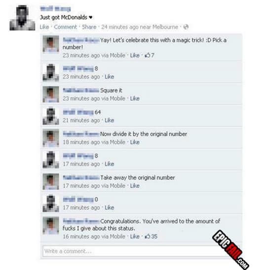 Caught on camera: facebook Status Update Fail