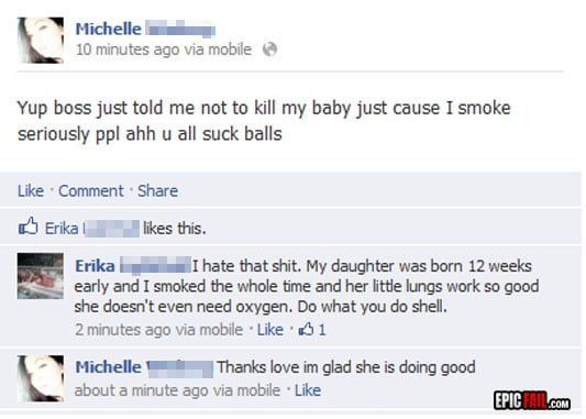 Scene: facebook Parenting Fail