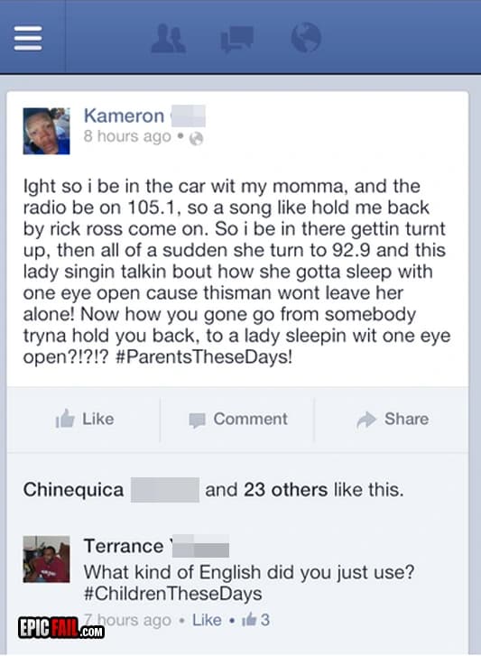 Clip: facebook English Fail