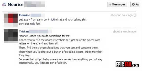 Moment: facebook Private Message FAIL / Reply WIN