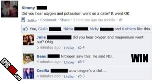 Scene: facebook Status Update Win Oxygen Potassium Date