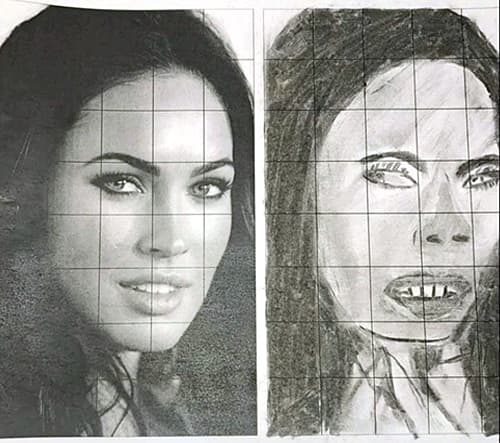 Near perfect sketch of Megan Fox. — before-and-after transformation