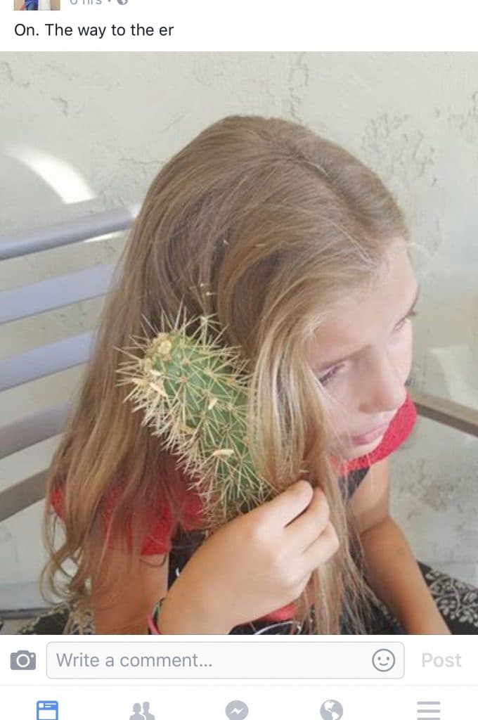 Giril gets cactus stuck to head — fail moment