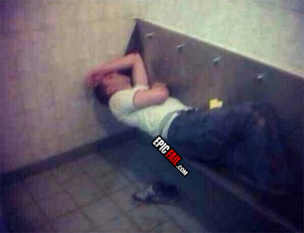 Scene: epic Drunk Fail Sleep Bathroom