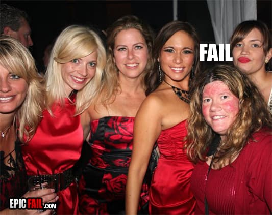 She took all red party a bit too literatlly — fail moment