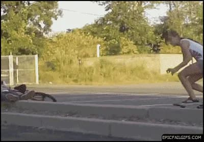 Girl tries skateboard trick, and skateboard trick tries her — fail moment