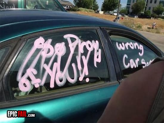 Moment: congrats Fail Wrong Car