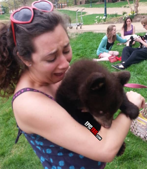 Watch: chick Bitten By Bear Cub (FAIL)