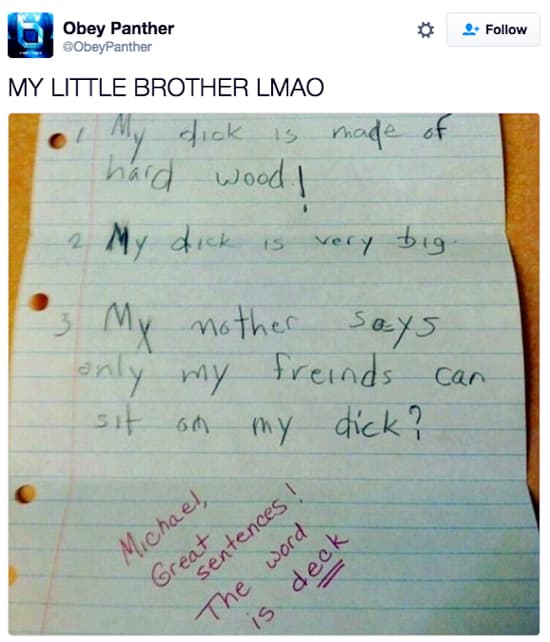 D. His got the D for his grade — fail moment