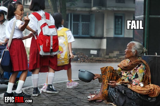 How NOT to show respect for your elders — fail moment
