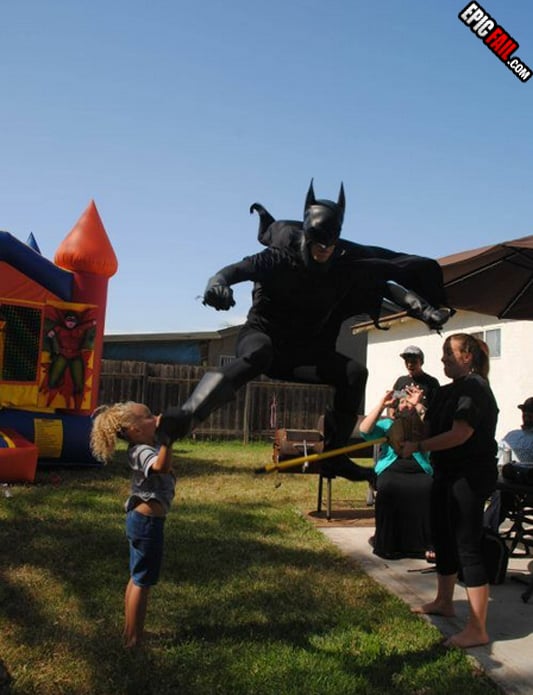 Batman kicks girl in the face — fail moment