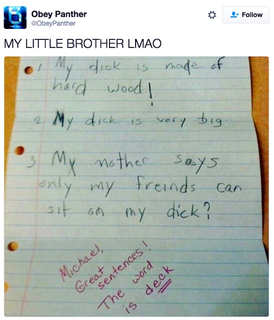 D. His got the D for his grade — fail moment