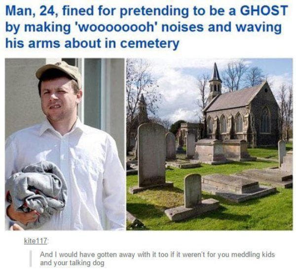 Funny Ghost Making Noises Waving Cemetery β fail moment