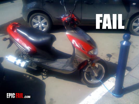 Impenetrable security for scooter — fail moment