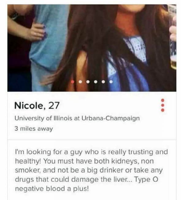 To date her you must have both kidneys and some other interesting things — fail moment