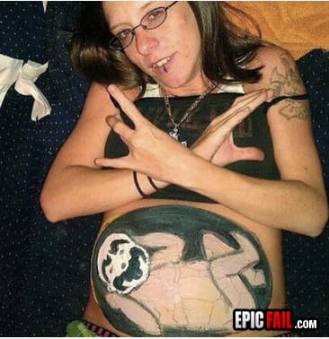 Gangsta Pregant Mom Throwing Up Signs — fail moment