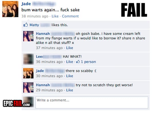 Watch: facebook Fail Bum Warts