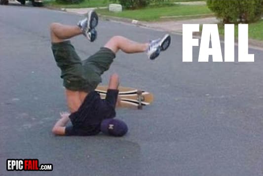 Skateboarder faceplant — fail moment