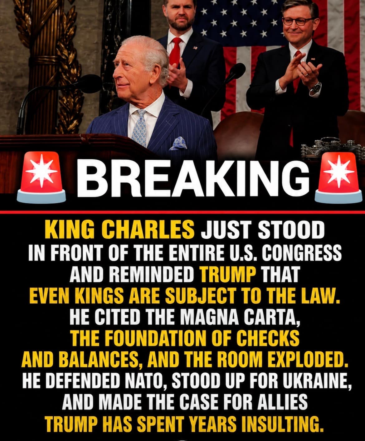 Scene: bREAKING: King Charles Subtly Roasts Trump in Congress, Room Splits Instantly