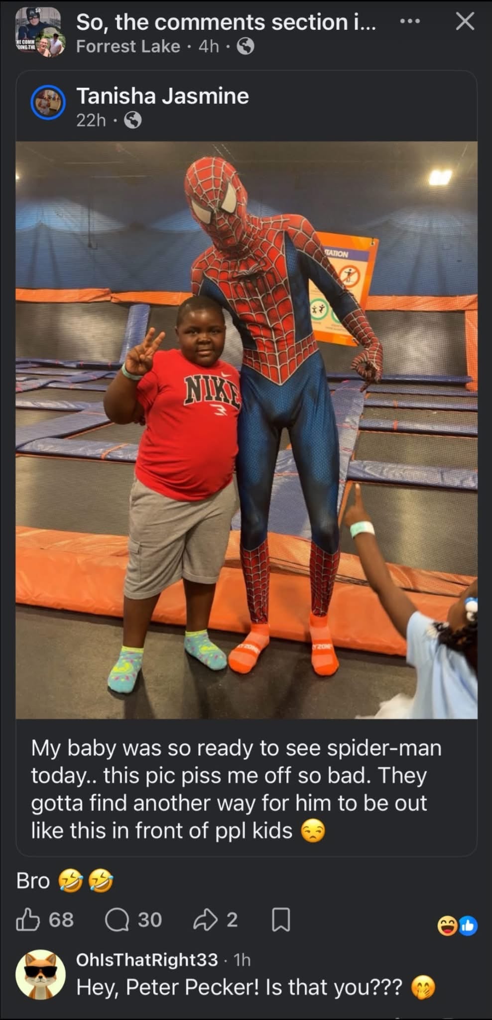Spider-Man AKA Pecker Parker — fail moment