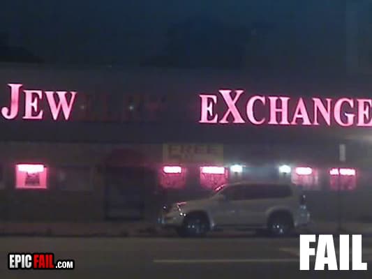 Scene: jewelry Store Sign Fail