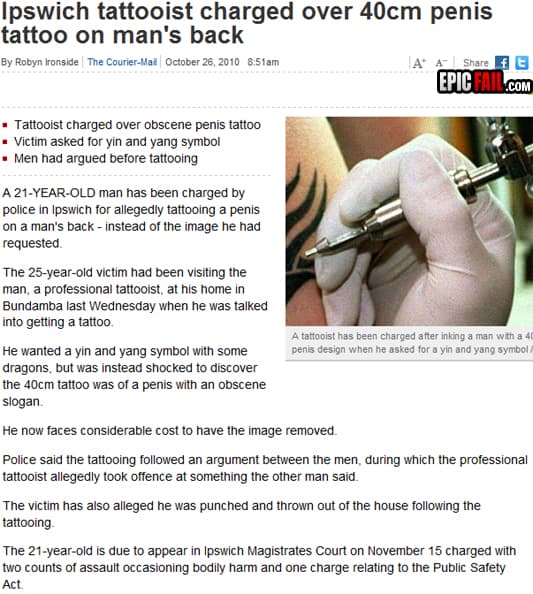 Scene: getting a Tattoo Fail