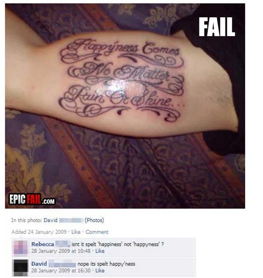 Caught on camera: facebook Tattoo Fail