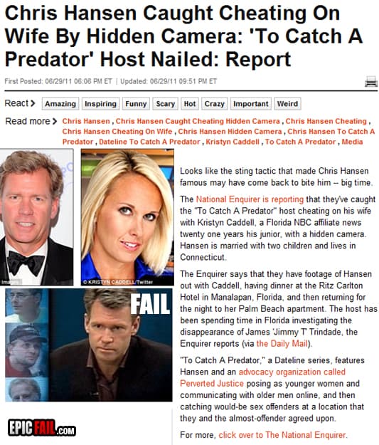 Caught on camera: chris Hansen Fail