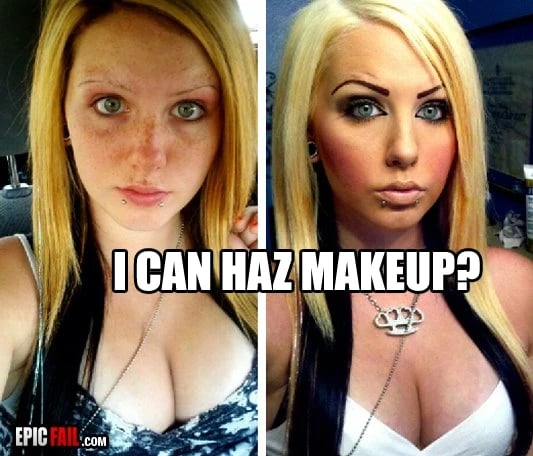 Scene: eyebrows Fail / Cleavage Win