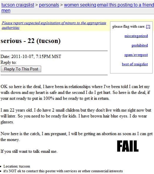 Moment: dating Personals Fail