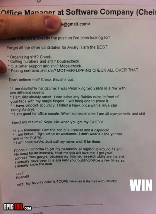 Scene: job Application Win