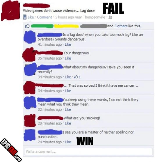 Caught on camera: facebook Poster Fail / Replies Win