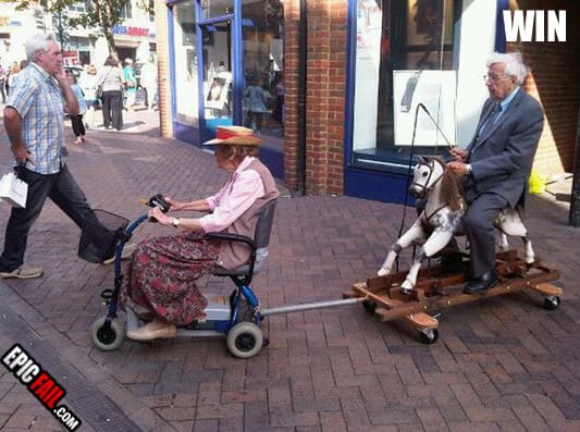 Caught on camera: elderly Couple Win