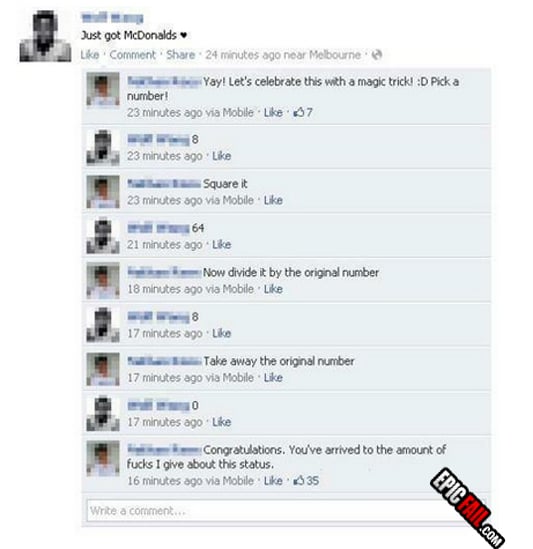 Caught on camera: facebook Status Update Fail