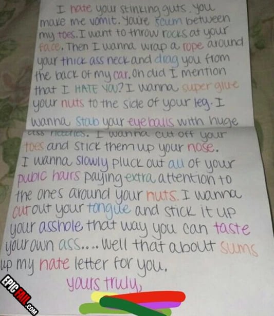 Scene: ex GF Hate Letter Win