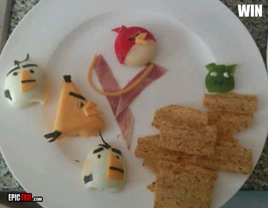 Scene: edible Angry Birds Win