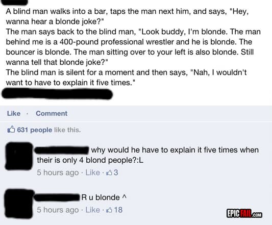Moment: blonde Fail / Joke Win