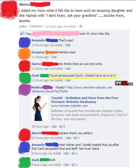 Moment: facebook Smartass Fail