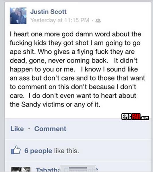 Scene: epic Facebook Fail
