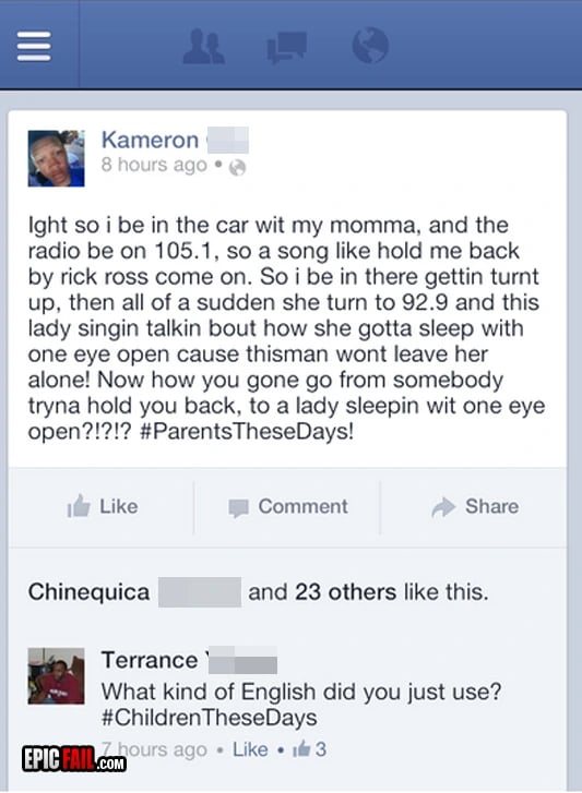 Clip: facebook English Fail