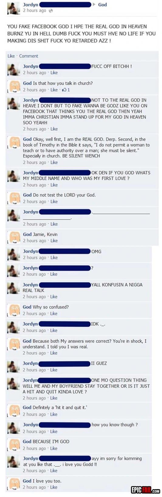 Moment: facebook God Troll Win
