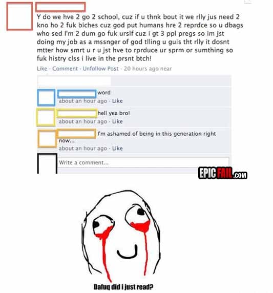 Moment: facebook Status Fail