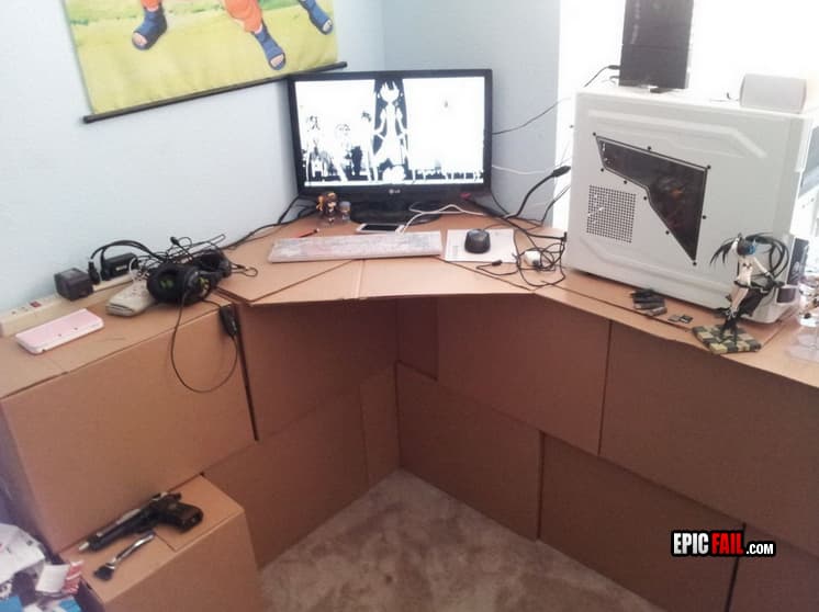 Caught on camera: cardboard Box Desk WIN